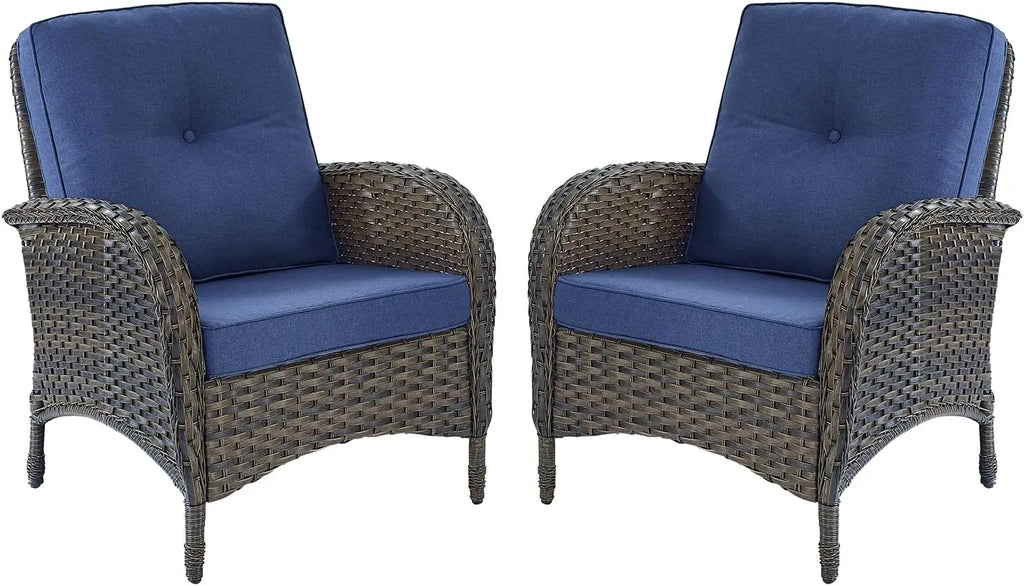 Outdoor Loveseat Sofa 2-Seat PE Wicker Outdoor Couch with Coffee Table, Deep Seat High Back Patio Furniture for Patio, Garden, P