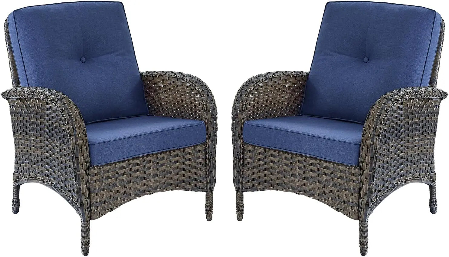 Outdoor Loveseat Sofa 2-Seat PE Wicker Outdoor Couch with Coffee Table, Deep Seat High Back Patio Furniture for Patio, Garden, P