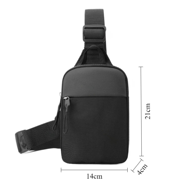 Men Waterproof Sling Chest Pack Fashion Small Black Crossbody Shoulder Zipper Bag Travel Workout Handbag Messanger Bag for Men