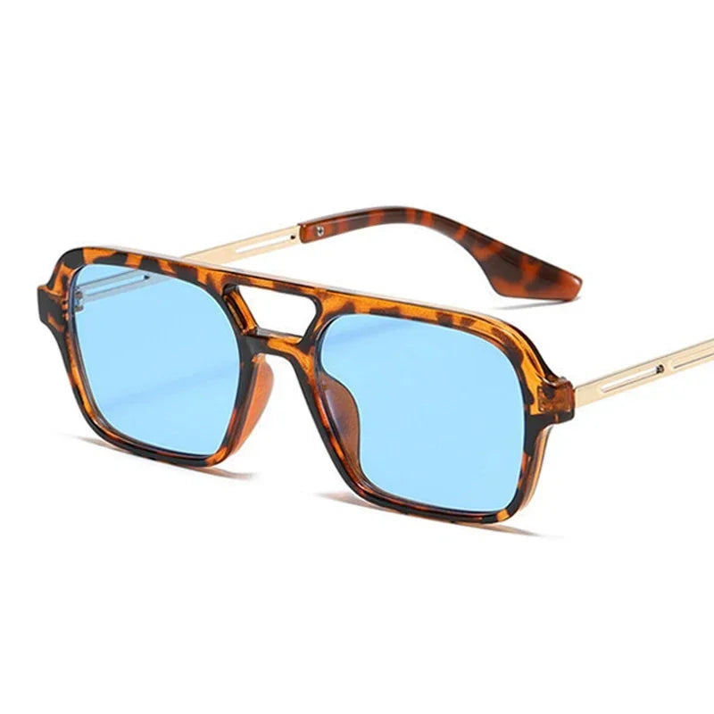 Small Vintage Square Sunglasses Women Brand Designer Mirror Sun Glasses Female Fashion Retro Leopard Frame Blue Oculos De Sol