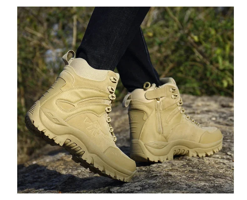 Hiking Shoes Men Mid-top Outdoor Thick-soled Ankle Boots Men Comfortable Breathable Anti-slip Casual Sports Shoes Sneakers Men