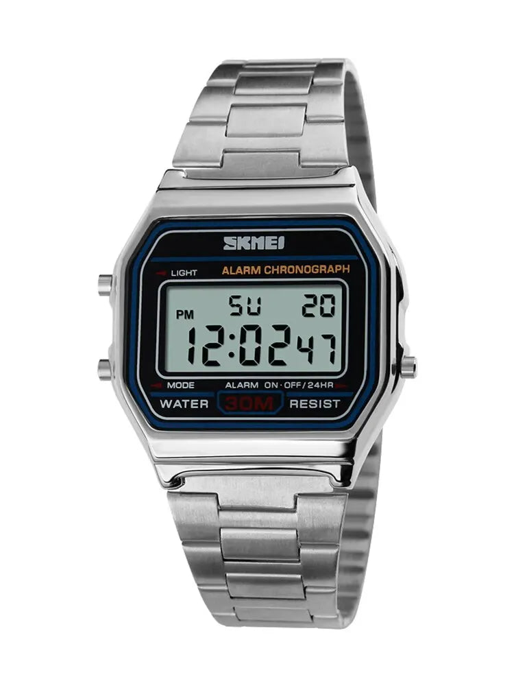 SKMEI Digital Watch for Men Watch Luxury Stainless Steel Electron Waterproof Mens Wristwatches Clock 3Bar Waterproof Reloj Hombr