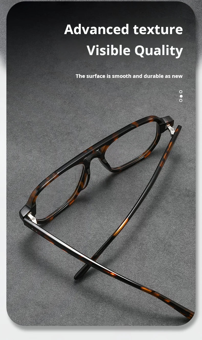 TFTB Fashion Trend Pilot Glasses Men Double Beam Acetate Ultralight Retro Optical Prescription Eyeglasses Frame Women 140mm