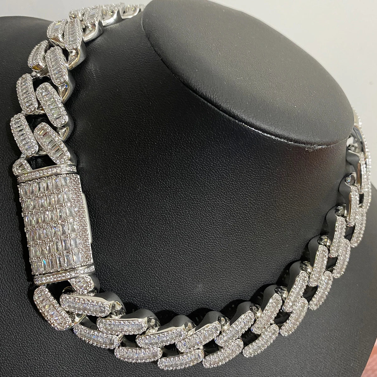 Aokaishen Baguette Miami Cuban Link Chain for Men Neckace Choker Real Gold Plated Hip Hop Fashion Jewelry