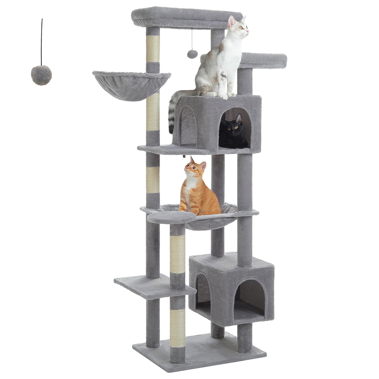 Large Cat Tree for Indoor Large Adult Cats, Multi-Level Cat Tower with Scratching Posts Super Large Hammock Cozy Condo Top Perch