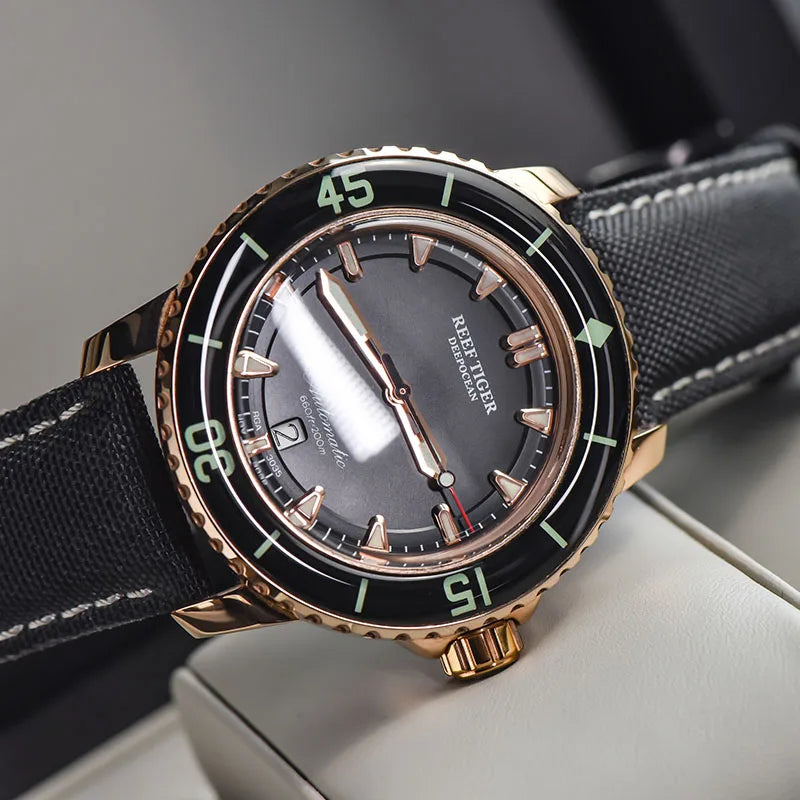 reef tiger brand fully automatic mechanical watches, business men's watches, personalized and fashionable luminous men's sports