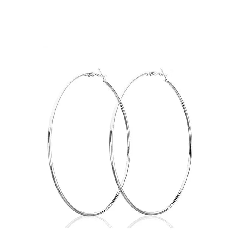 2pcs 30-100mm Small Big Circle Hoop Earrings for Women Men, Stainless Steel Ear Ring Fashion Jewelry Gift Nightclub DJ