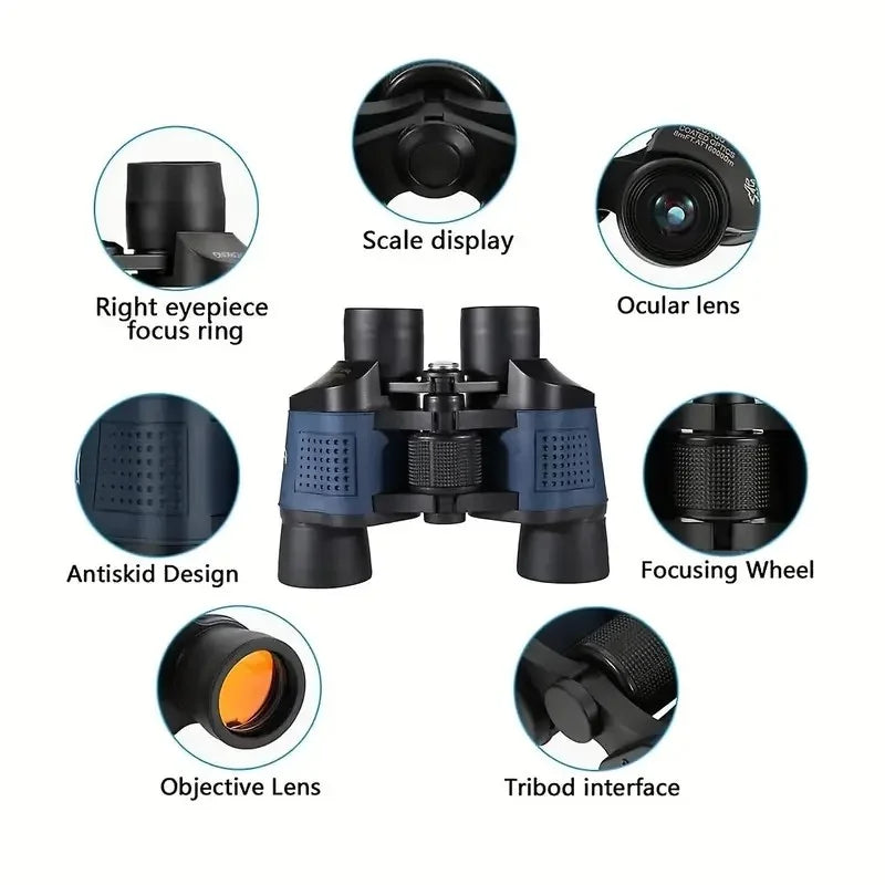 Camping Binoculars 60X60 Long Range HD High Power Telescope Tourism Binoculars Long Range Powerful Binoculars Hunting