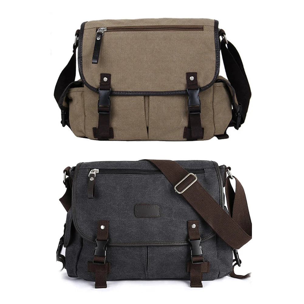 Vintage Laptop Shoulder Bag Large Capacity Messenger Handbags Multi Pockets 14 Inch Laptop Pouch Water Resistant for School Work