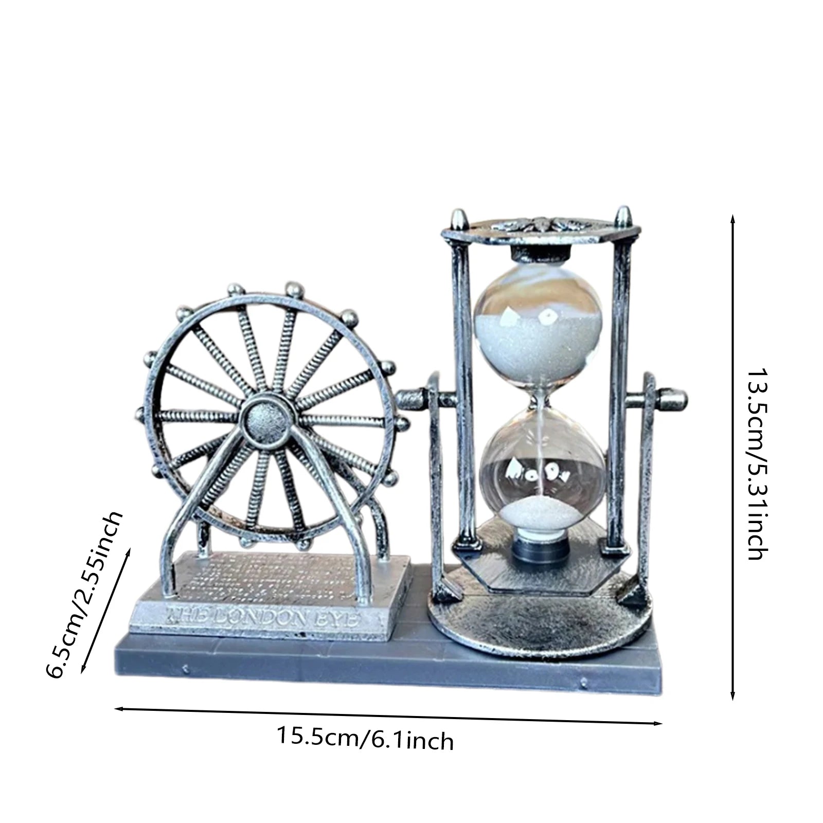 Vintage Ferris Wheel Statue Hourglass Sand Clock Retro Desk Timer Decor for Living Room Bedroom Decor