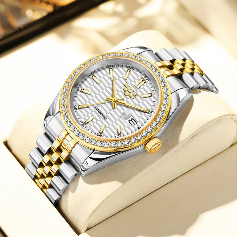 LIGE Top Luxury Men Mechanical Watches Waterproof Luminous Date Men Automatic Watch Male Sport Fashion Men's Watches+Box