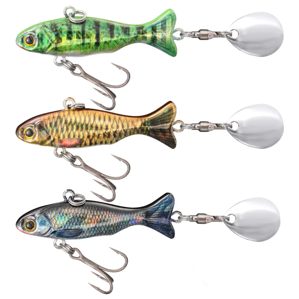 Metal Vib Fishing Lure with Sharp Treble Hooks Hard Bait Artificial Bait Bass Pike Carp Sea Fishing Lure