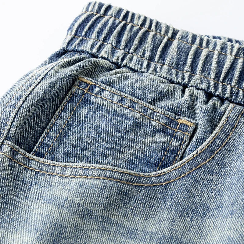 2025 Autumn/Winter New Youth Trendy Full Elastic Thickness Non Elastic Straight leg Jeans