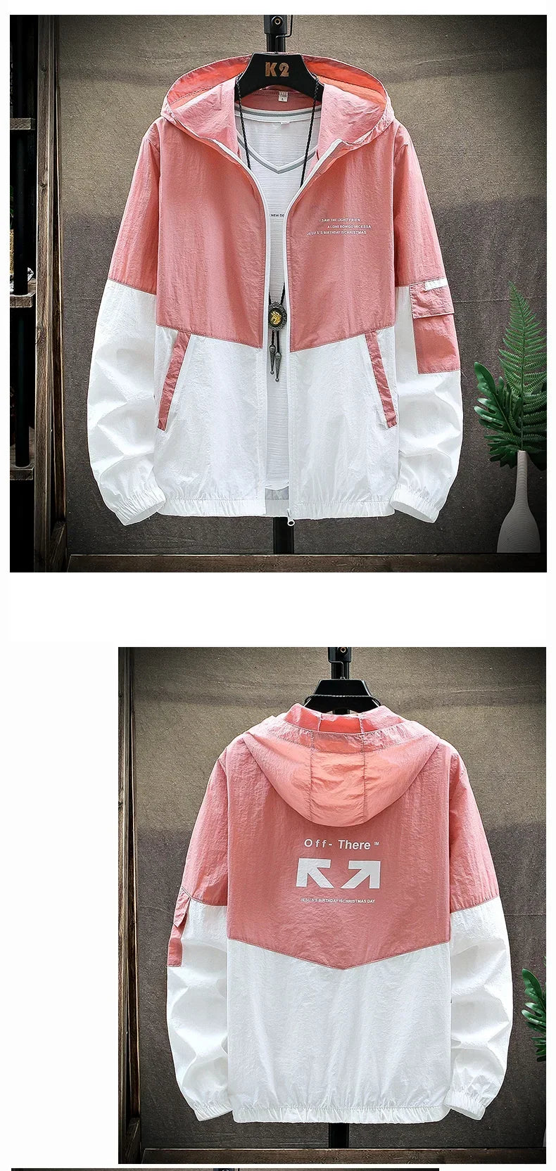 2025 Summer Skin Coats Men Ultra Light UV Sun Protection Big Size Hooded Windbreaker Jacket Men Striped Casual Outwear