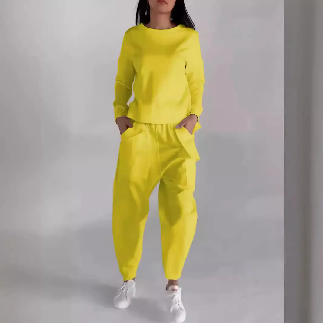 Women's suits 2024 European and American new fashion lace-up technology multi-pocket trendy sports solid color casual pants suit