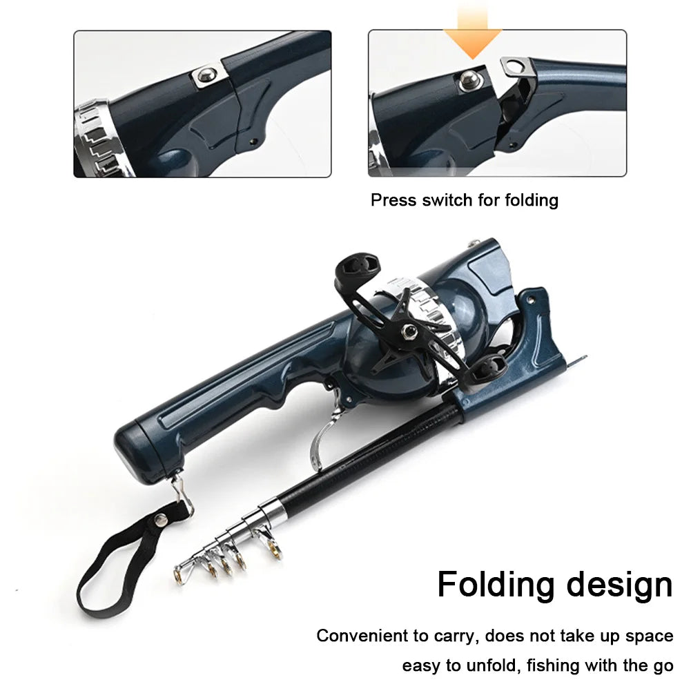 Portable Folding Fishing Rod Telescopic Fishing Pole with Reel Line Spinning Rod Carbon Fiber for Outdoor Fishing Gifts for Men