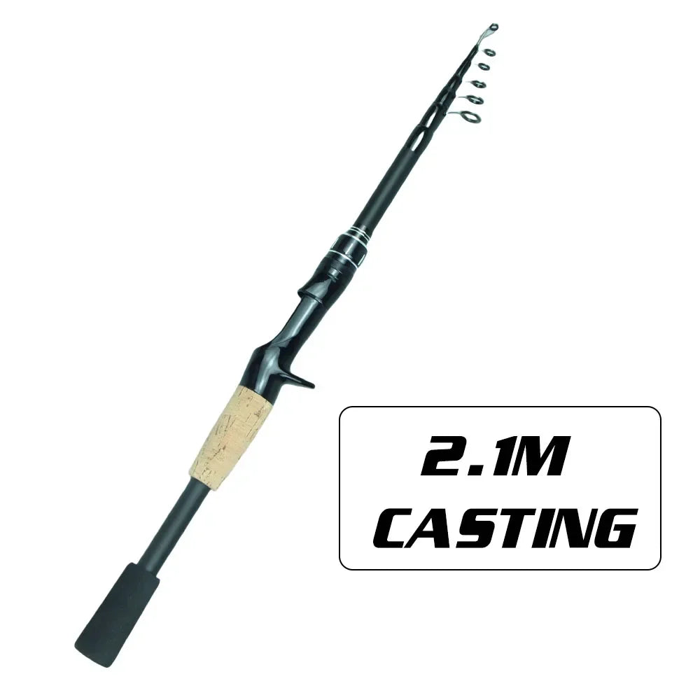 SantaKing Spinning /Casting Telescopic Fishing Rod  1.8m 2.1m Carbon Fiber Portable Travel Fishing Pole Rods
