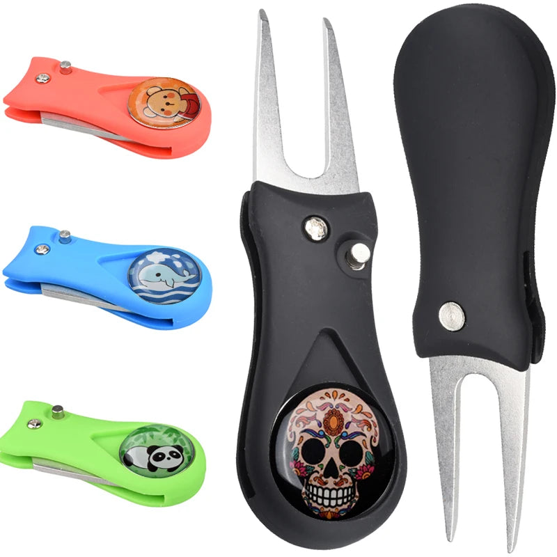 4-Color Golf Green Fork Set Lawn Repair and Turf Maintenance Tools for Golf Course Cleaning and Care Accessories