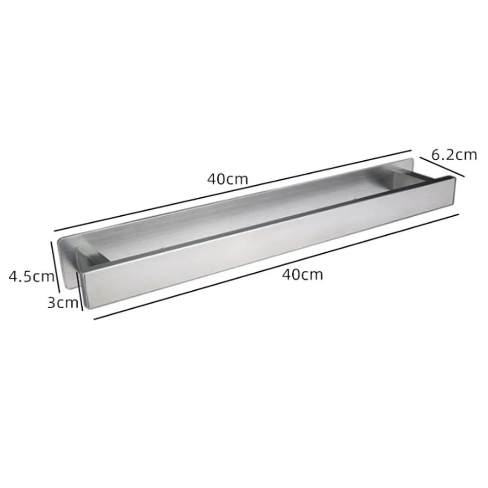 Adhesive Stand Towel Bar Shelf Black 304 Stainless Steel Wall Mounted Lavatory Kitchen Bathroom Towel Rack Bar Holder Hanger
