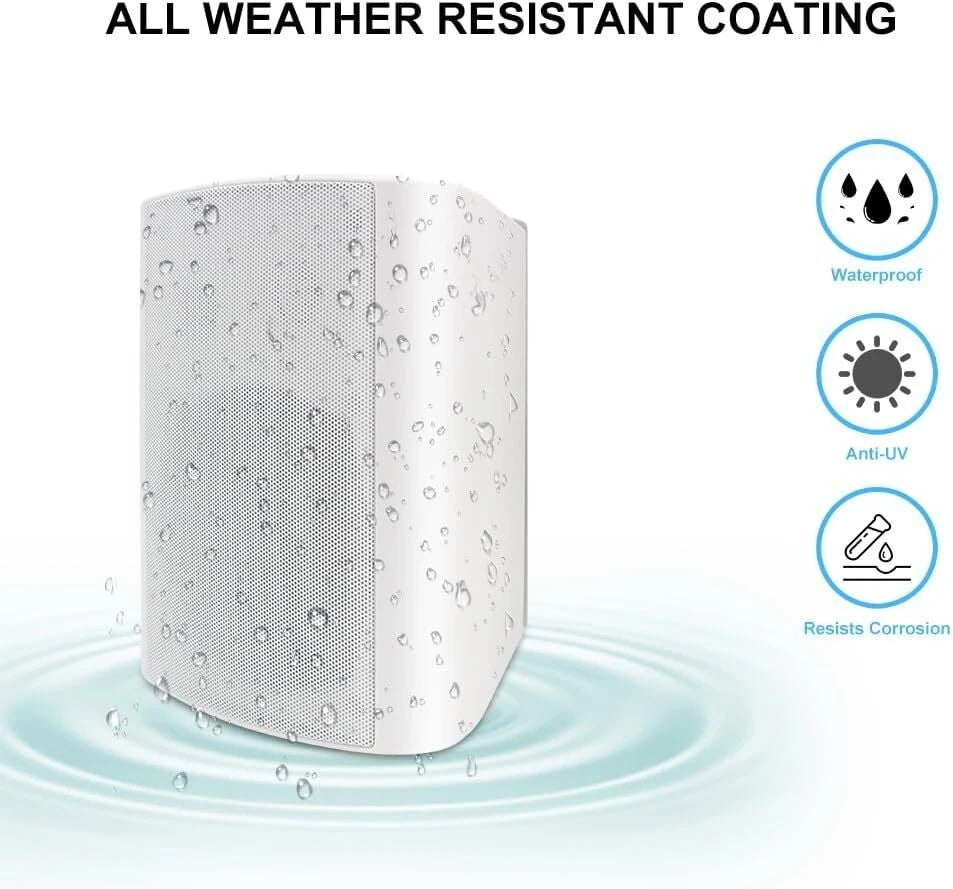 Herdio 5.25'' 2PCS 300W Outdoor Bluetooth Speakers Wired Waterproof Wall Mounted Patio Boat Active Speakers For Garage Deck Home