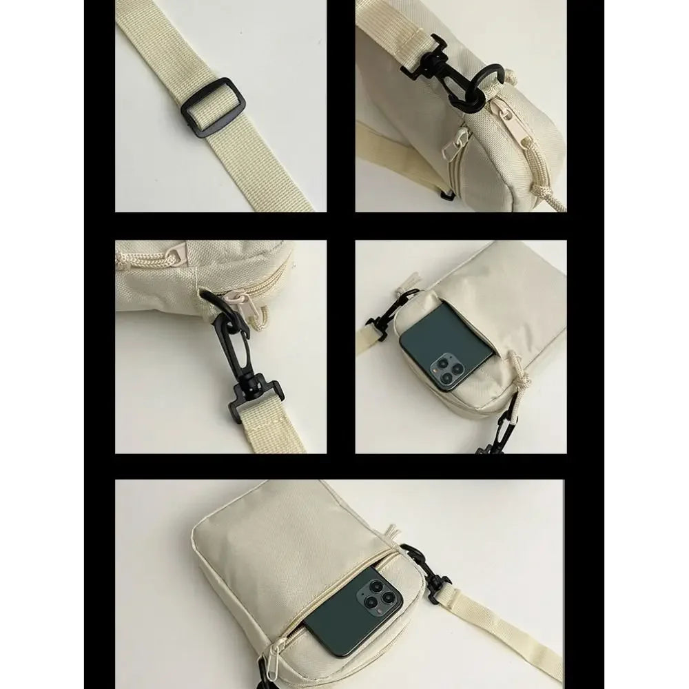 Black White Khaki Crossbody Bags High Quality Oxford Cloth Minimalists Tote Bag Long Shoulder Strap Travel Storage Men Women