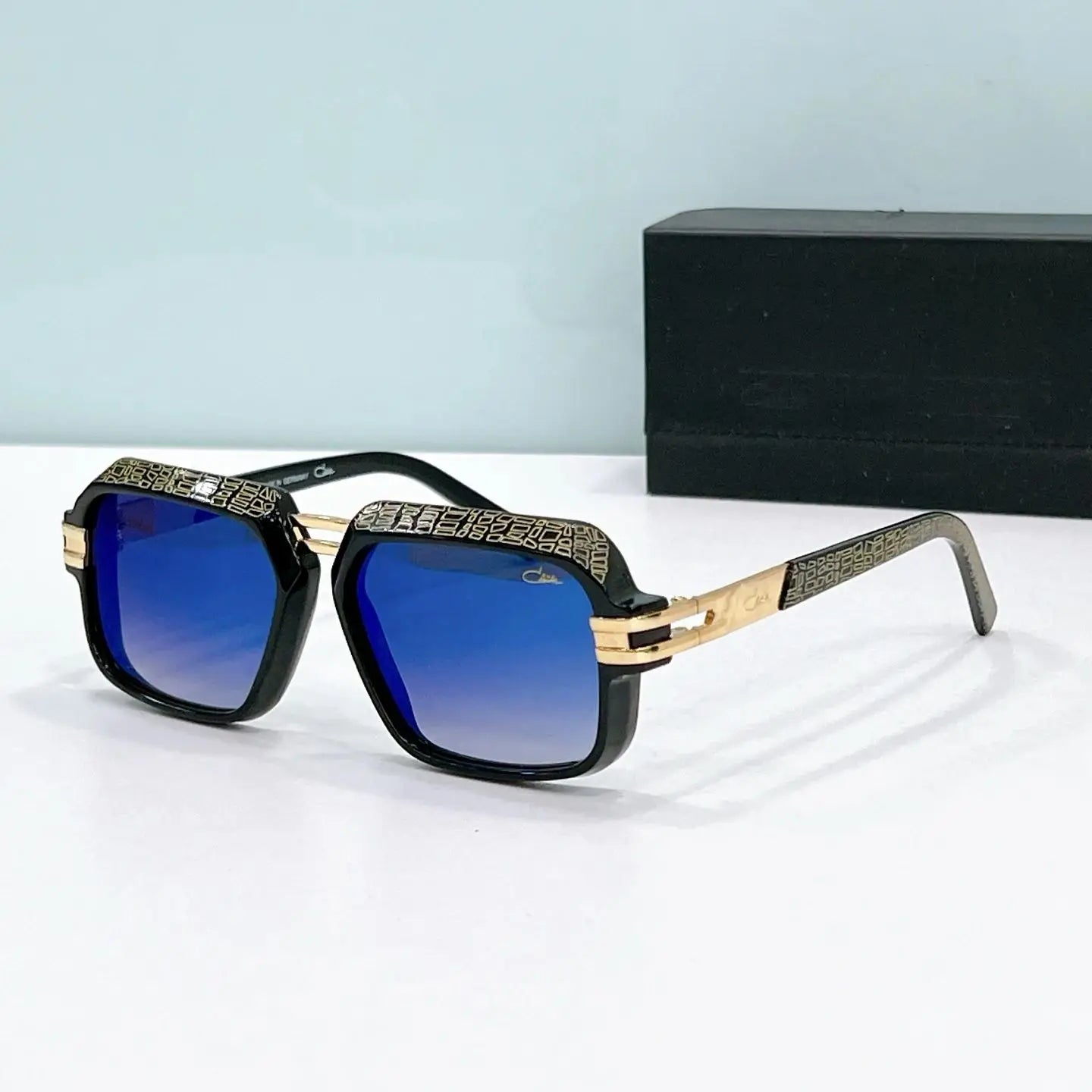 Original CCAZAL MOD6004 Fashion Business Square Men Sunglasses Gradient Purple Lenses Driving Anti-Glare Women Couple Eyewear