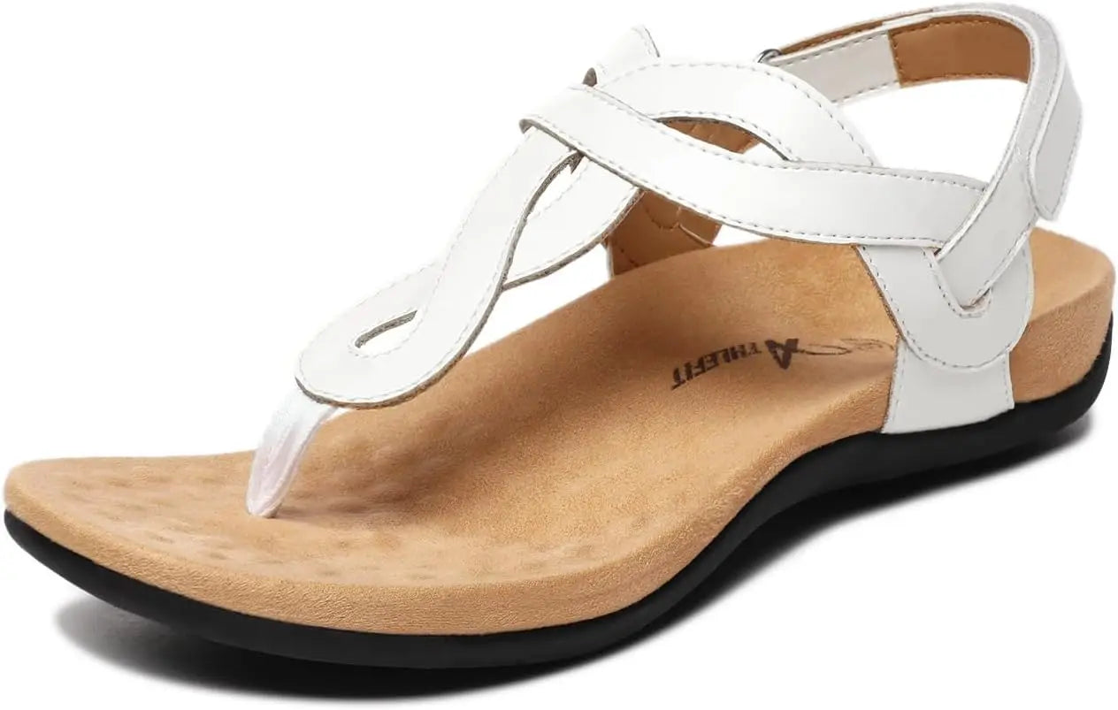 Women's Orthopedic Arch Support Sandals Comfortable Thong T-Strap Orthotic Casual Flat Sandals