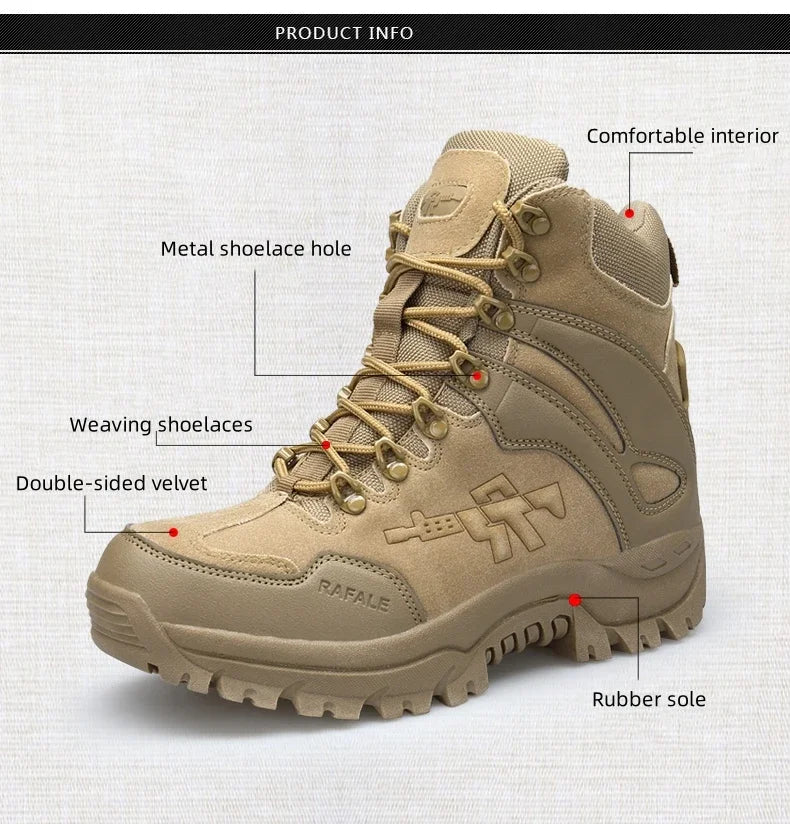 Hiking Shoes Men Mid-top Outdoor Thick-soled Ankle Boots Men Comfortable Breathable Anti-slip Casual Sports Shoes Sneakers Men