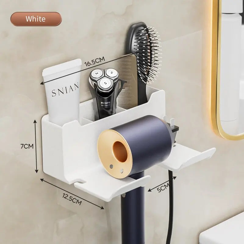 Bathroom hair dryer storage rack Multi functional storage rack Wall mounted non perforated hair dryer storage rack