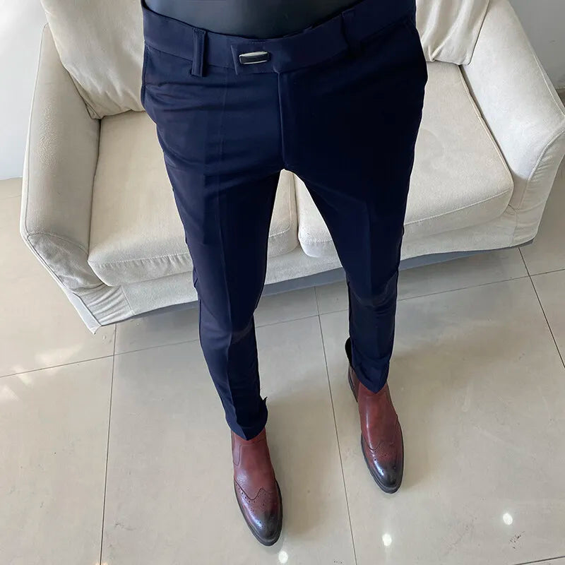 Men Dress Pants 2025 Autumn New Suit Pants Solid Business Casual Straight Slim Fit Trouser Formal Pantalones Hombre Men Clothing
