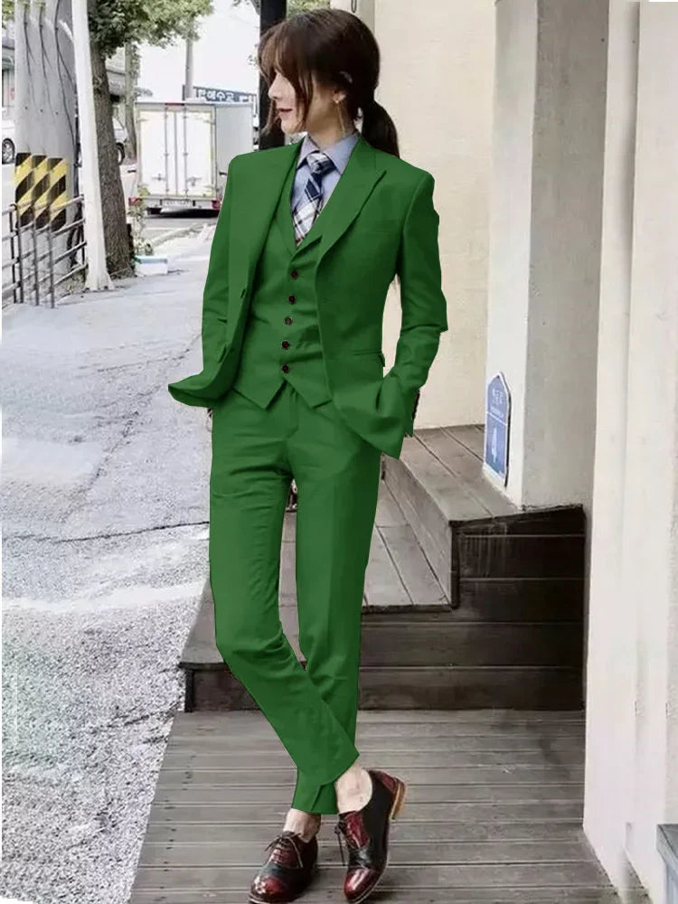 Women‘s Suits 3 Piece Slim Fit Suits Set for Business Office Lady Blazer Jacket Vest Pants