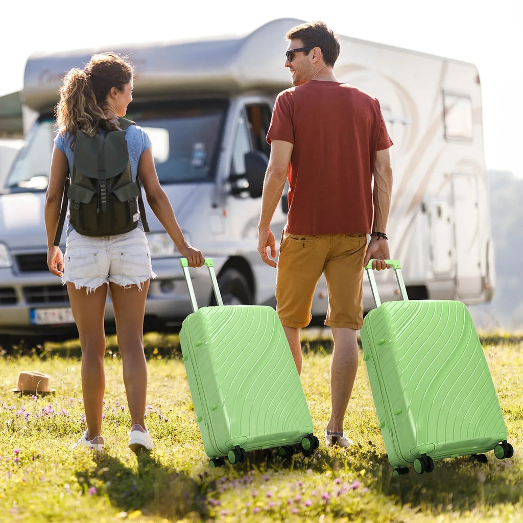 Luggage Sets 5 Piece, PP Hardshell Suitcase Sets with Bags, Carry on Checked Luggage with Spinner Wheels TSA Lock, Lig