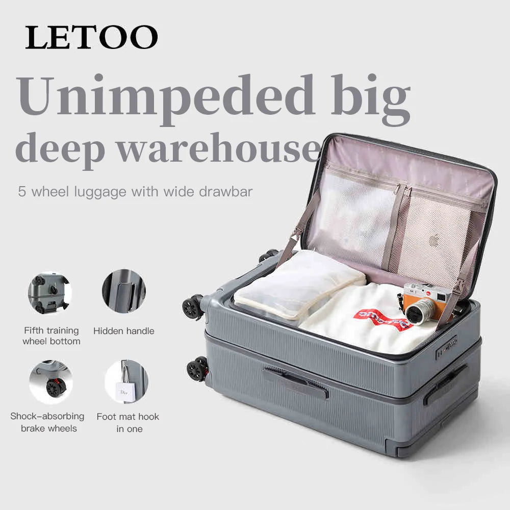 2025 Front-opening Luggage. 26-inch anti-drop rolling suitcase, 20-inch carry-on luggage, combination suitcase, 24-inch travel b