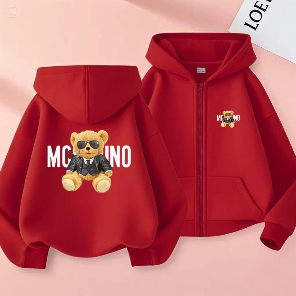 Children Little Bear Hoodie Toddler 3-12 Year Coat  Fashion zipper style Clothing Boys Girls Tops Spring Leisure Sweatshirr