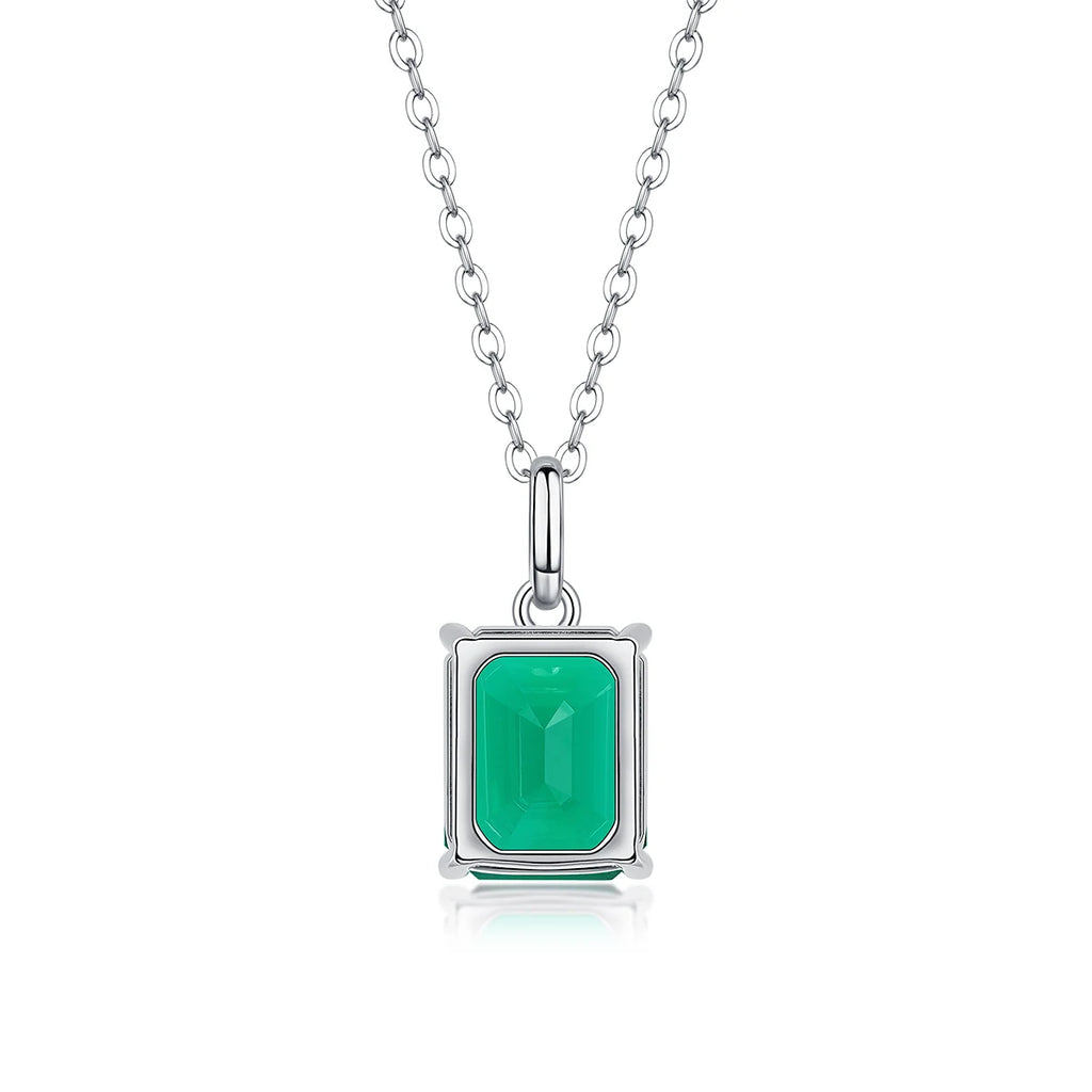JIUZUAN Green Lab Emerald Pendant Necklace 925 Silver 18K Gold Plated Elegant Jewelry Gift for Women Comes with GRA Certificate