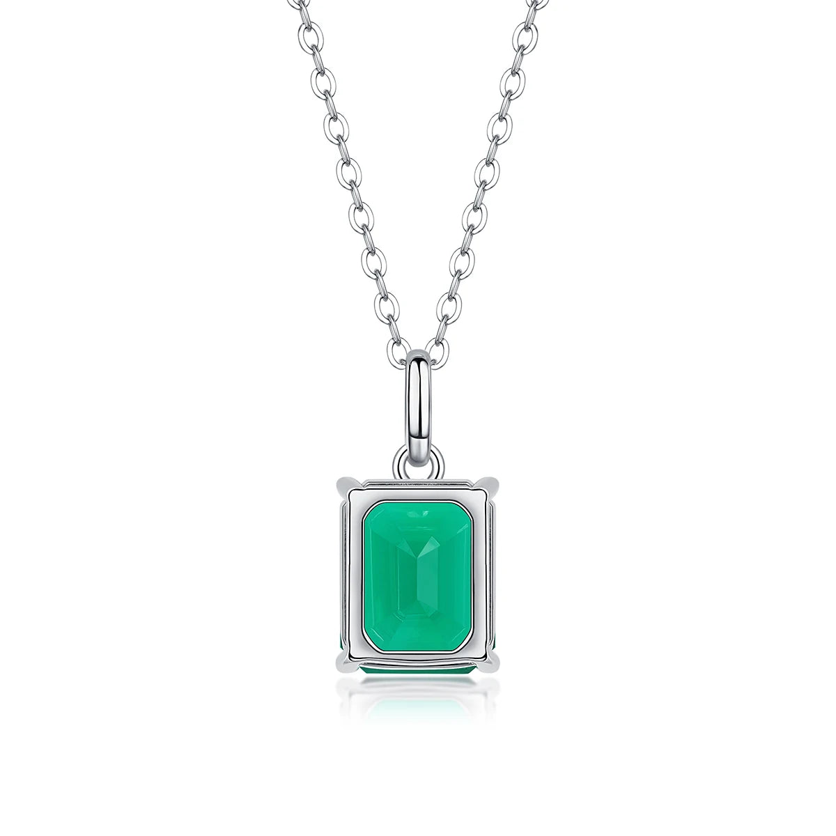 JIUZUAN Green Lab Emerald Pendant Necklace 925 Silver 18K Gold Plated Elegant Jewelry Gift for Women Comes with GRA Certificate