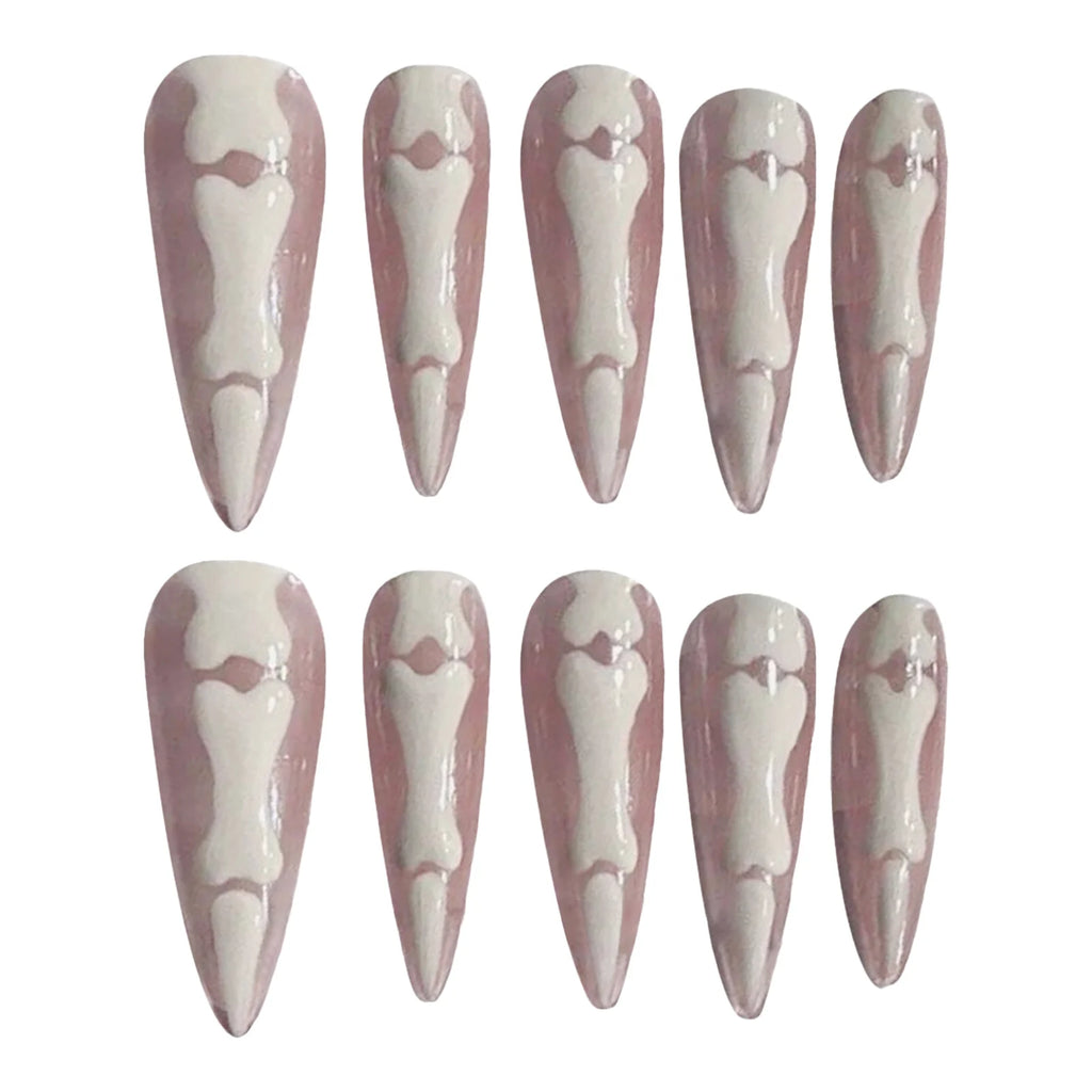 10pcs/1set Halloween Long Pointed Head Fake Nails Natural Unbreakable Nail Simple Wear For Fingernail DIY Nails Decoration