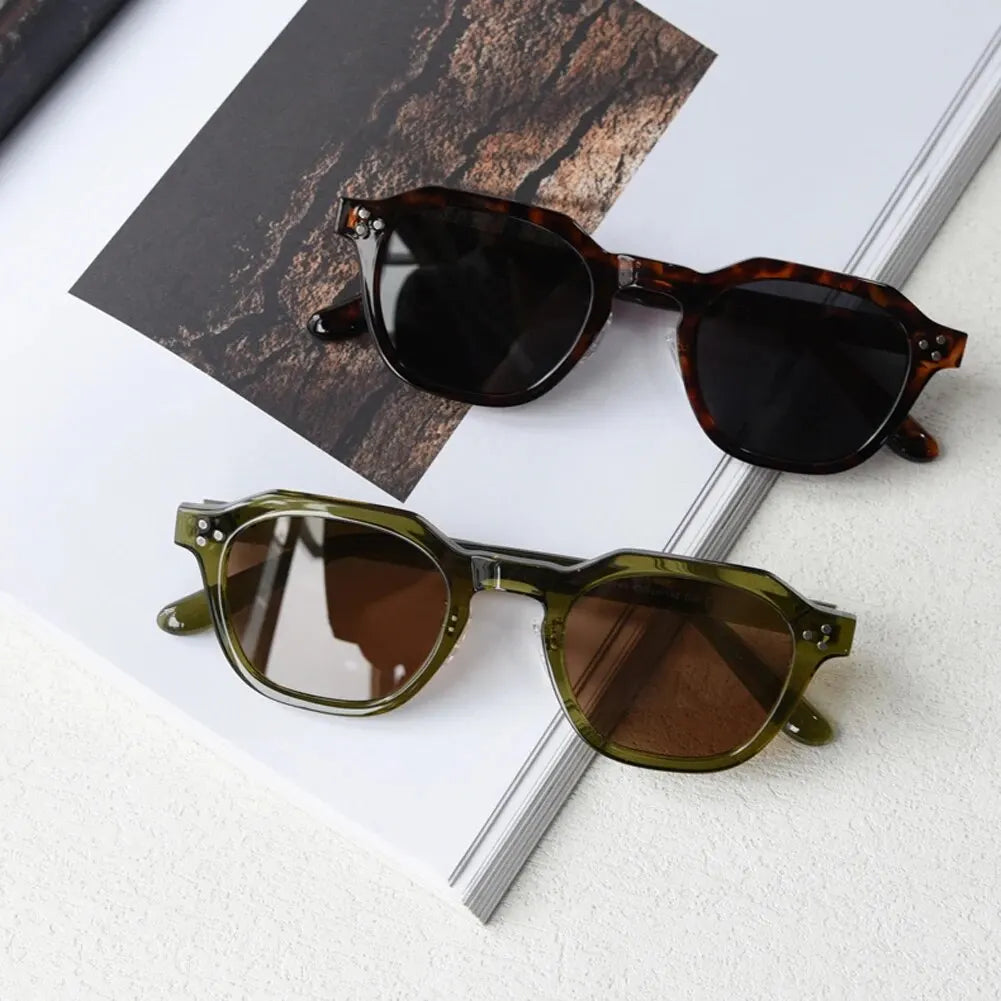 Polarized Sun Glasses for Women Mens TR90 Square Polygon Vintage Sunglasses with Thick Frame Luxury Brand Design Retro Eyewear