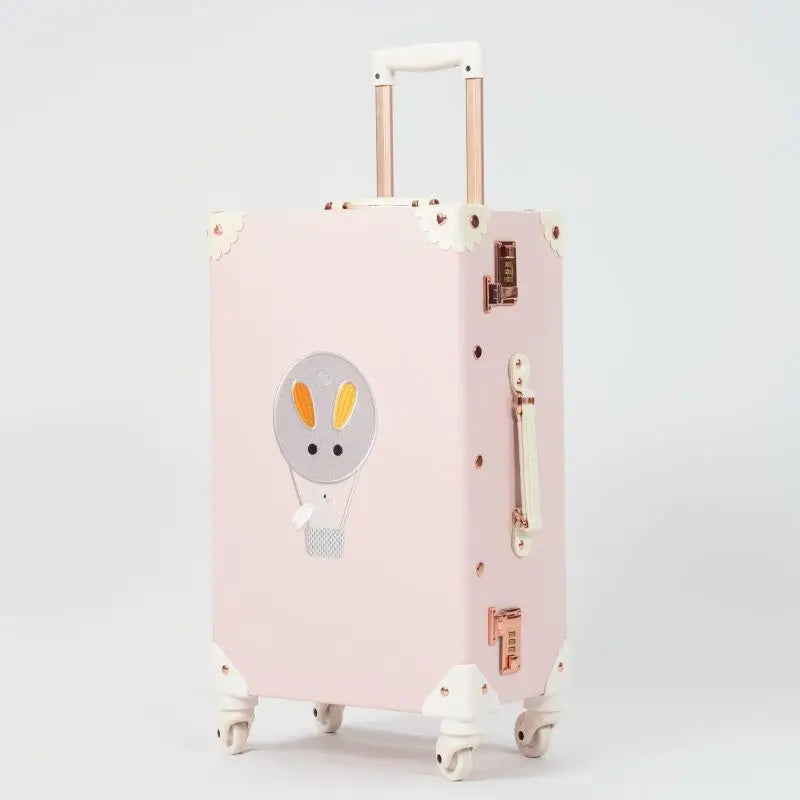 Vintage Style Luggage Carry On Trolley Suitcase With 360° Wheels For Women Men In Pink 20 22 24 26 Inch Cute Retro Travel Bag