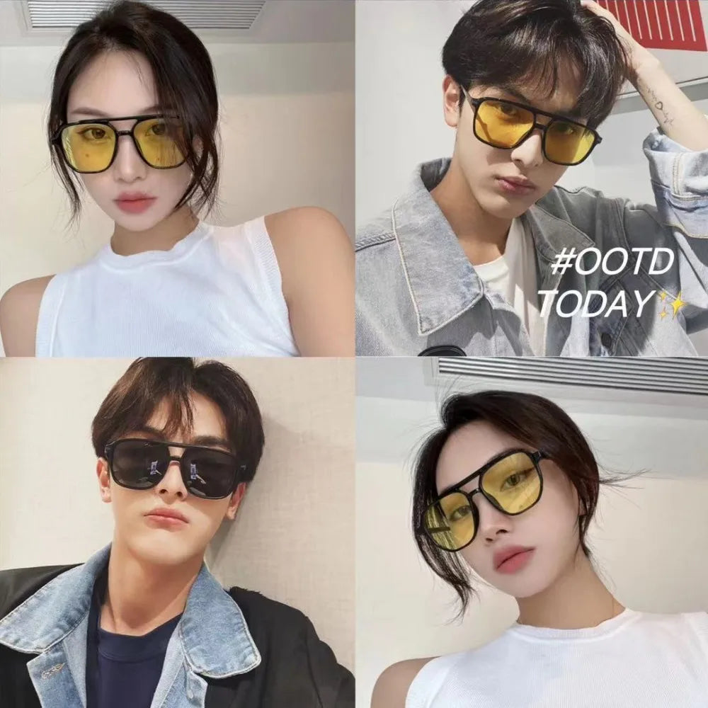 Square Oversized Sunnies Studios Aesthetic Shades Sunglasses for Women Sun Glasses Lady Female Eyewear Colour