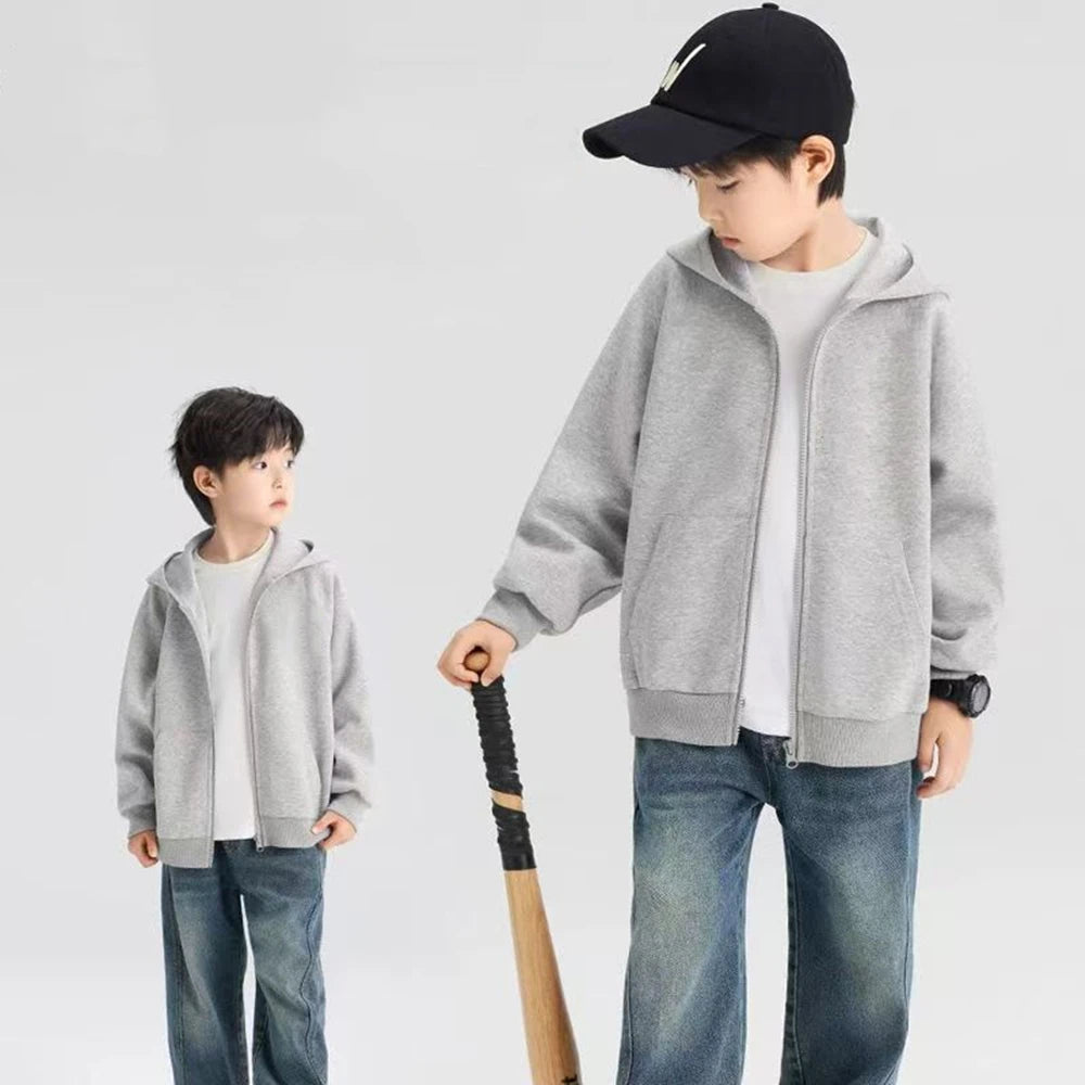 Children Zip Up Hoodie Tops Girl Boy Sweatshirt Kid 3-12 Year Zipper Hoody Coat Casual black Sweatshirts Sanrio pink Clothes