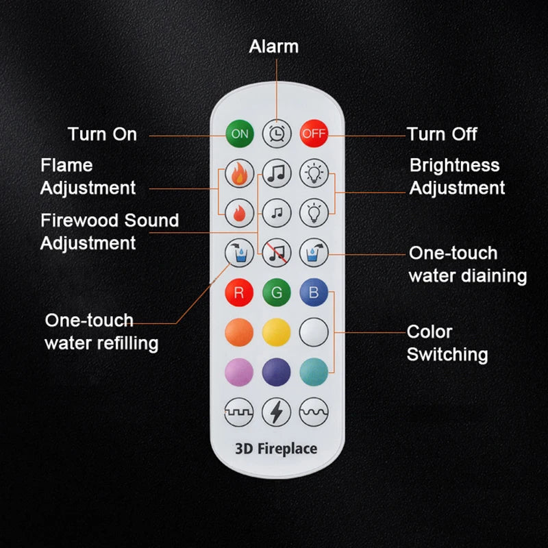 Smart Home 3D Fireplace Water Steam Humidifier LED Decorative Flame TV Wall Sound Of Firewood Cracking Vapour Electric Fireplace