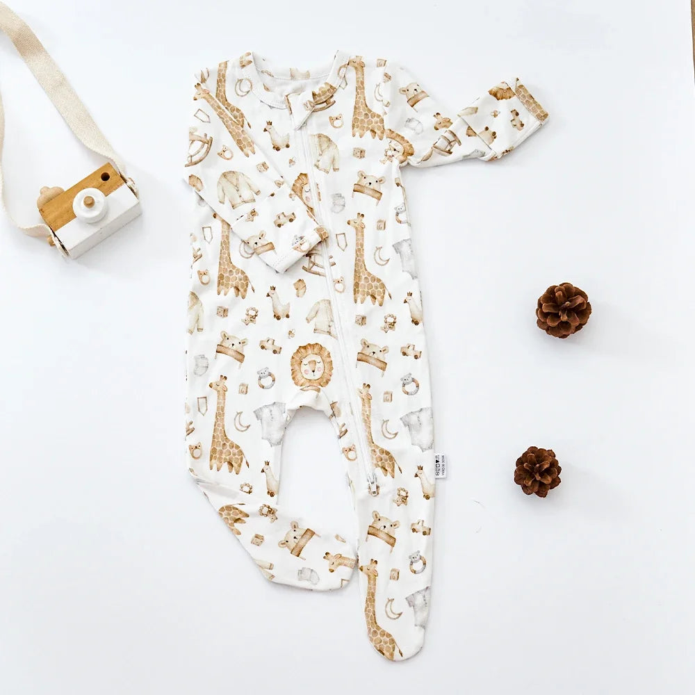 HappyFlute New Long-sleeve Bamboo Cotton Wrapped Foot jumpsuit Baby Romper Spring and Summer Baby Boy&Girls Newborn Clothings