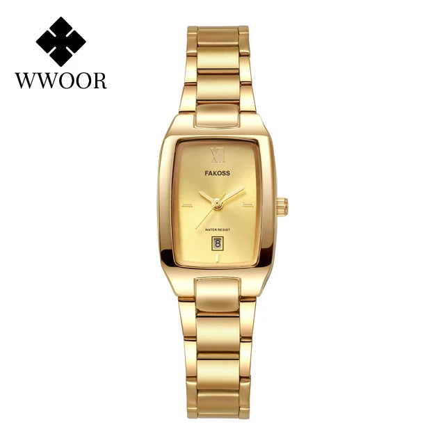 WWOOR Luxury Woman's Watch Elegant Waterproof Stainless Steel Watch for Ladies Dress Square Quartz Women's Watches Reloj mujer