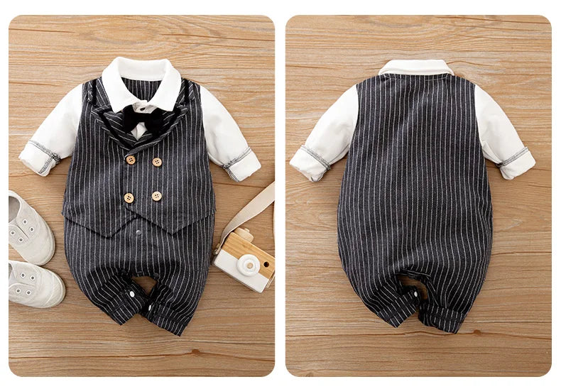 Baby Boys Outfit Infant Clothes Gentleman Suits Long Sleeve Toddler Onesie Costume Romper Jumpsuit Spring and Autumn Trendy Cool