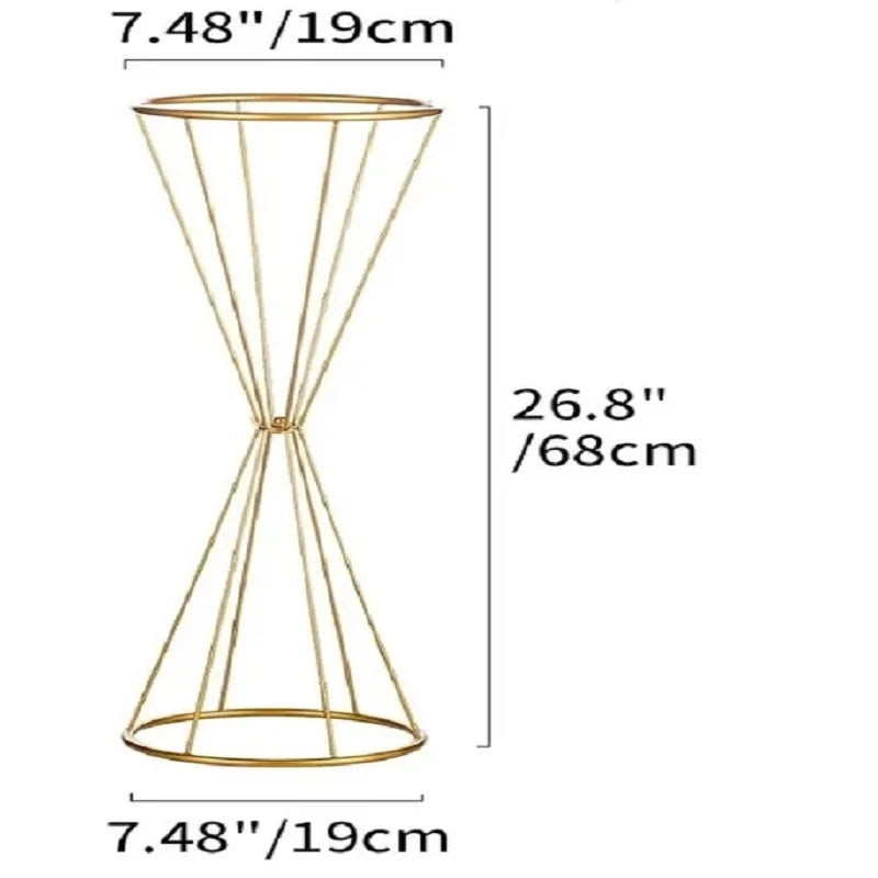 Metallic Gold Flower Stand，Rustproof Centerpiece for Wedding Table, Christmas Party Decor with Metal Base, Floral Vase Holder