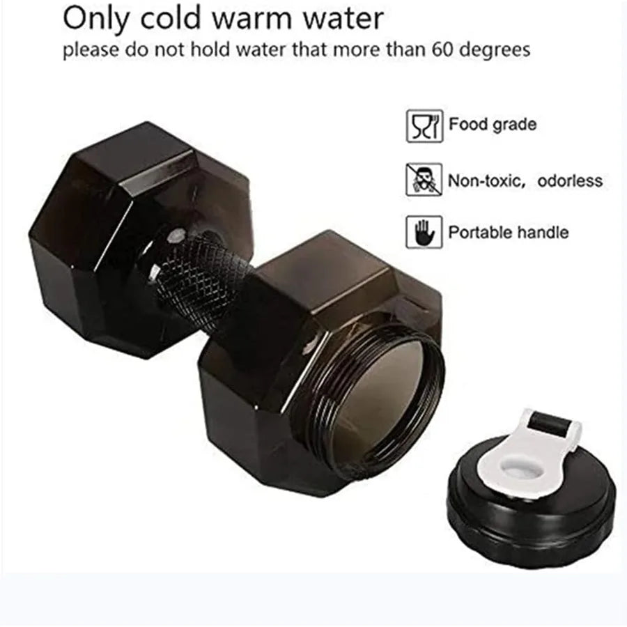 2.6L 88oz Dumbbell Shape Water Bottle with Portable Weight Design for Gym Yoga Running Outdoor Adventures Cycling and Camping E