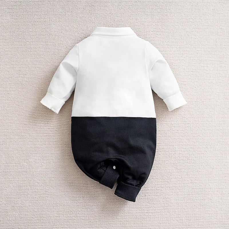 Newborn Baby Boy Clothes Sets Newborn One-Piece Clothing Handsome Button JumpsuitNewborn One-Piece Clothing Handsome Party Suit
