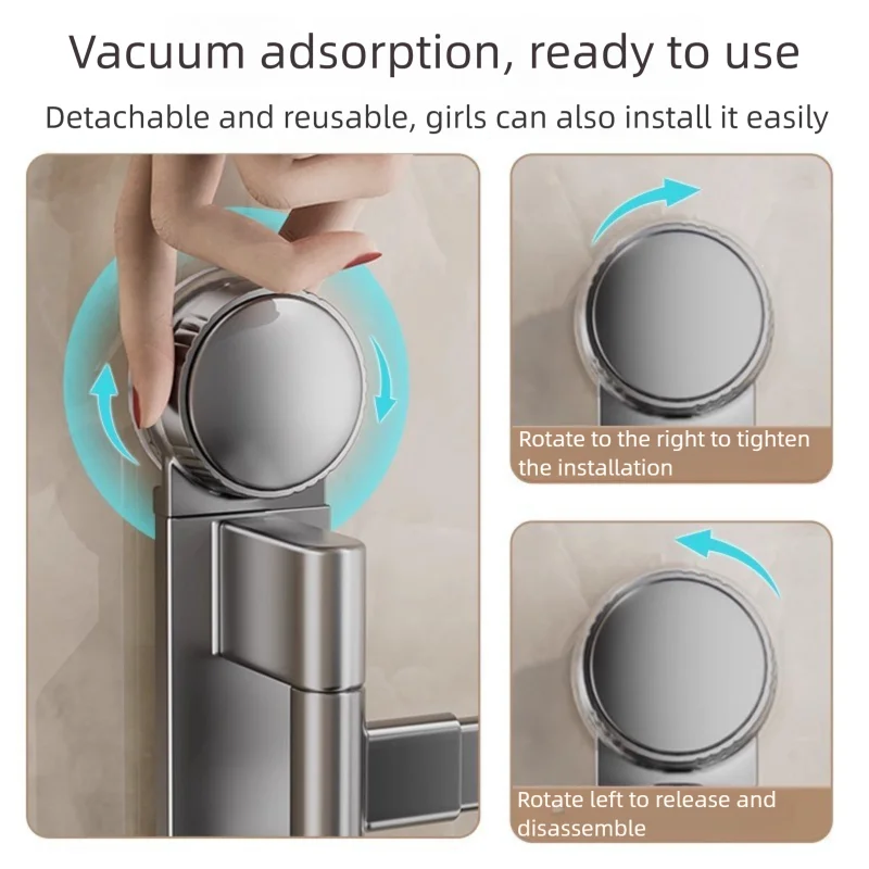 Suction cup no-punch bathroom rotating towel rack bathroom multi-rod drying rack towel bar on wall