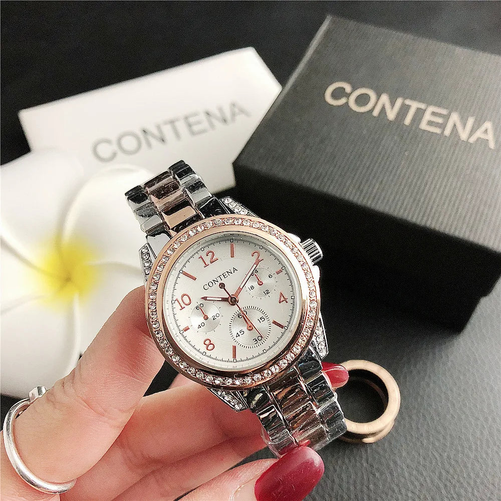 Women‘s Watch Top Brand Luxury Stainless Steel  Rhinestone Quartz Wristwatch for Women Fashion Dress Ladies Clock montre femme